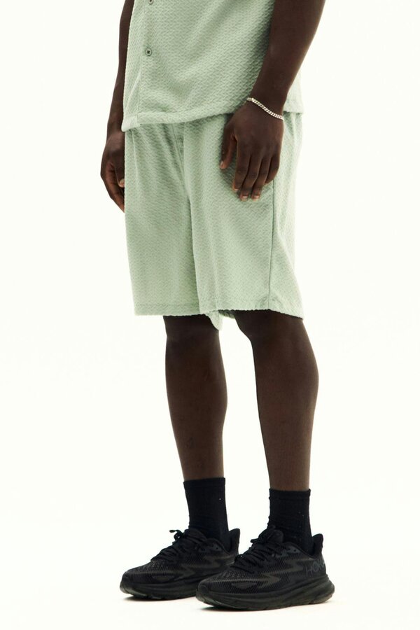 Men’s Textured Jacquard Matching Shirt & Shorts Set