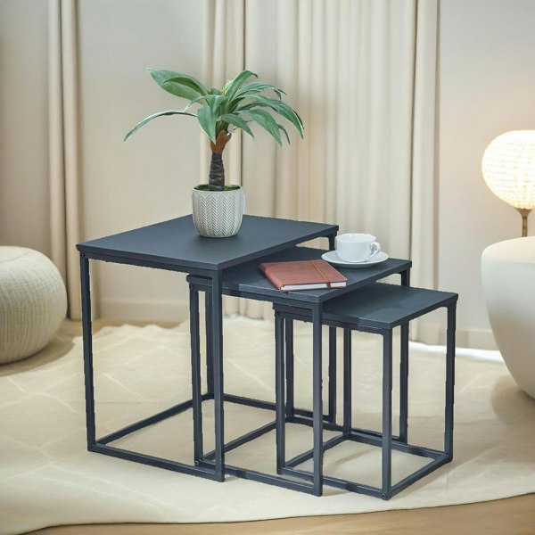 Rafaelo Mobilia Set Of 3 Nesting Tables Black