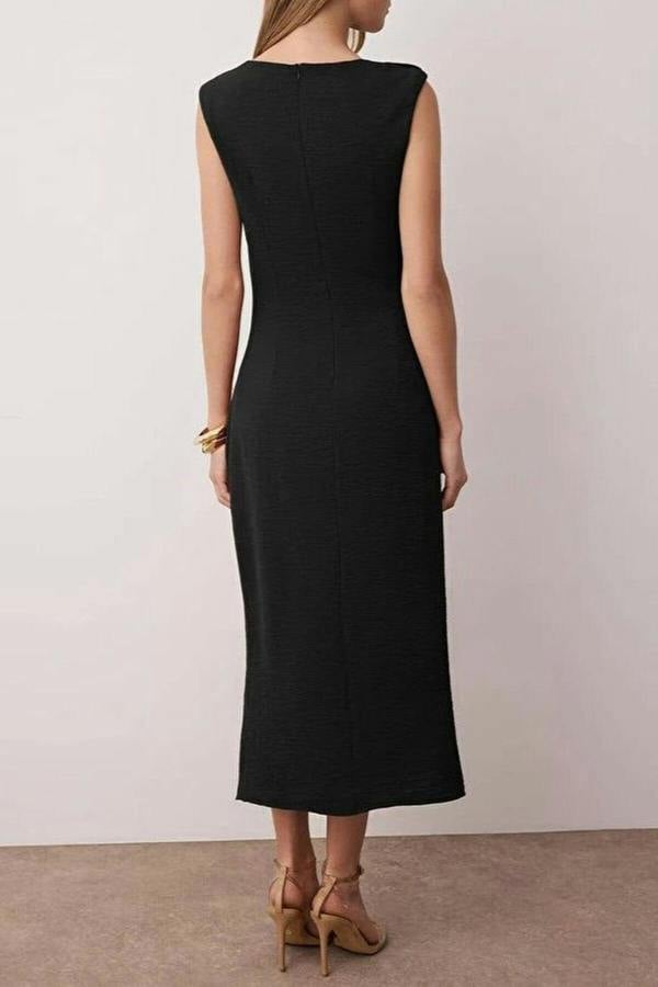 WOVCOR Accessory Detailed Midi Woven Dress
