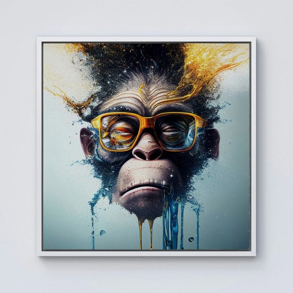 Warren Reed Monkey Splash Art Framed Canvas