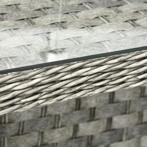 Wyld Haus Virire Faux Rattan Grey 9 Seater Garden Sofa Set With Integrated Fire Pit Table