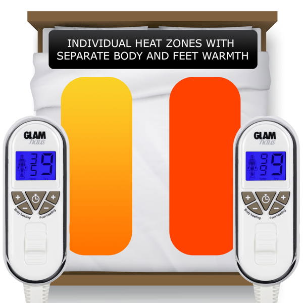 GlamHaus Prestige Electric Blanket King Size With 9 Body Settings, 9 Feet Settings, 9 Full Body Settings, 10 Timer Settings