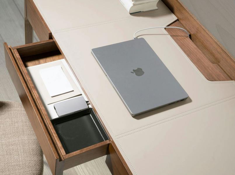 Angel Cerdá Writing desk with leatherette and walnut top 7147