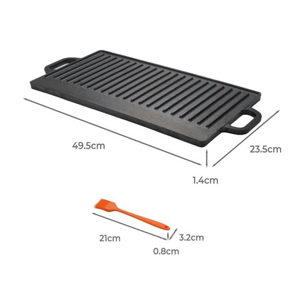 Toque Reversible Cast Iron Griddle Plate Non-Stick Grill Skillet Pan 49.5cm BBQ