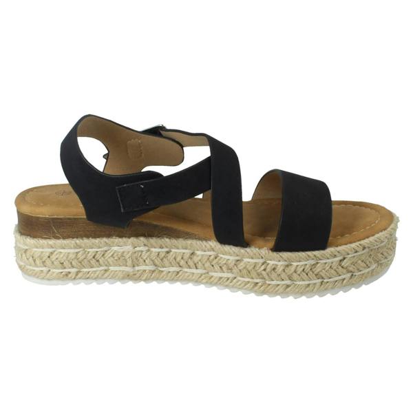 Savannah Ladies Savannah Cross Strap Platform Buckle Fastening Casual Sandals F12094