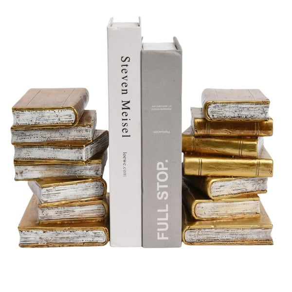Maison des Cadeaux Antique Gold Book Theme Bookends