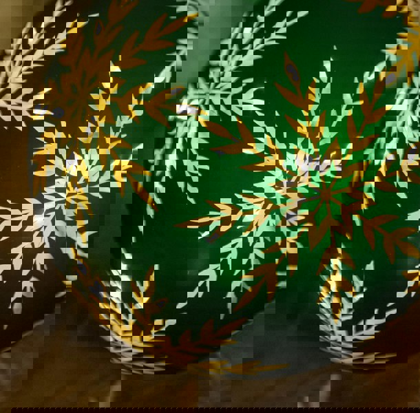 Samuel Alexander 15cm Battery Operated Light up Snowflake Glass Ball in Green with Warm White LEDs