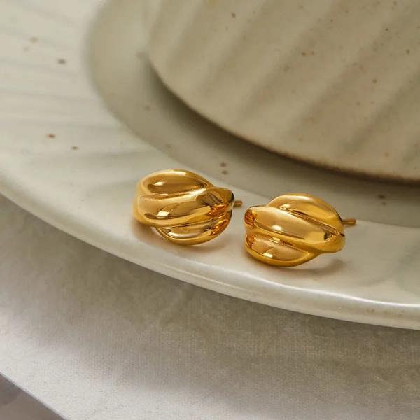Elk & Bloom Chunky 14K Gold Triple Wrap Studs