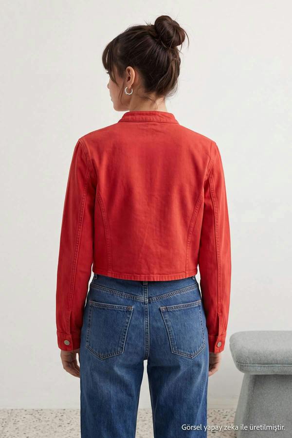 Button Front Fitted Long Sleeve Denim Jacket