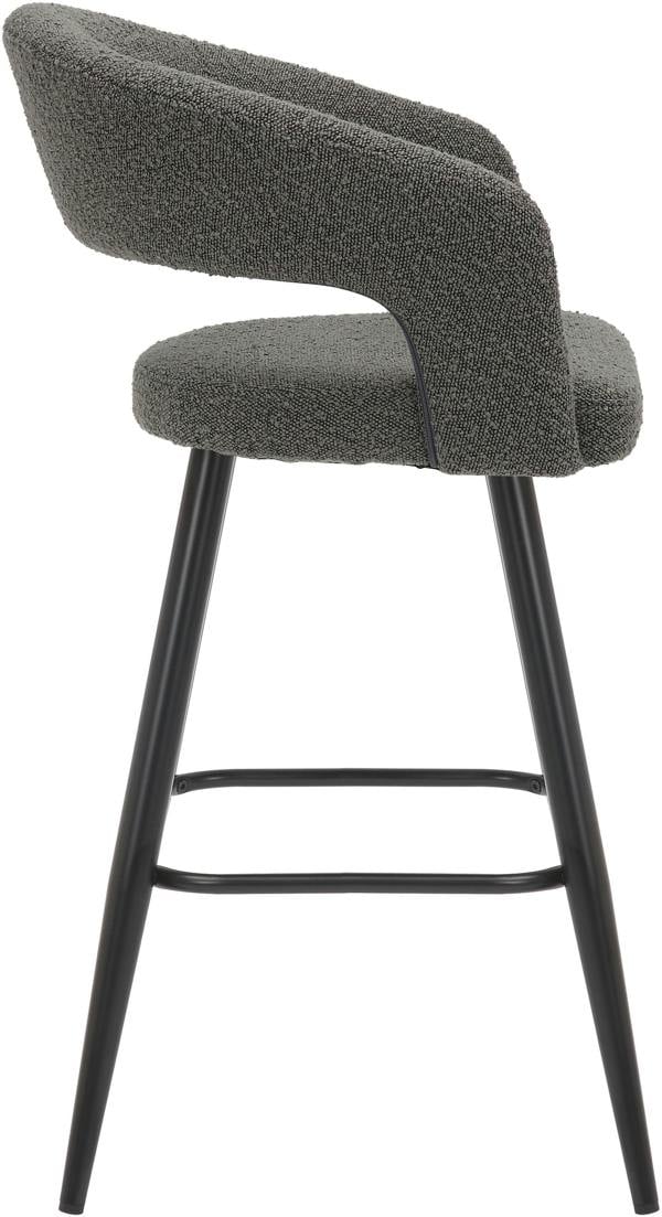 Lamboro Amalfi Boucle Kitchen Bar Stools, Single, Fixed Height Metal Legs With Footrest, Breakfast Bar Stool - Grey