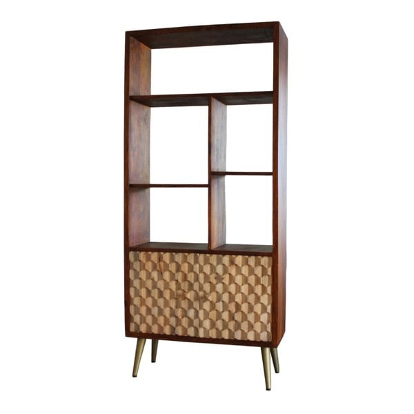 IH Design Camille Retro Multi shelf bookcase with 2 Doors