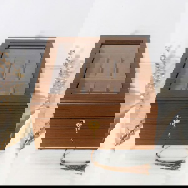 Rafaelo Mobilia 6 Slot Watch Lockable Storage Box Brown