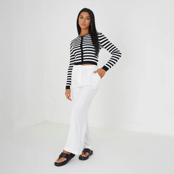 Brave Soul Ivory Ribbed Knitted Cardigan - Ivory Image 3