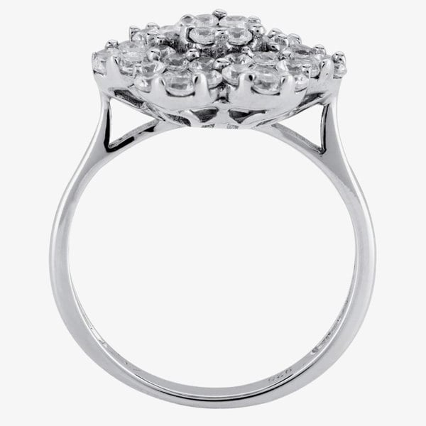 T. H. Baker Silver Clear Flower Cubic Zirconia Cluster PJR0218-CZ-L