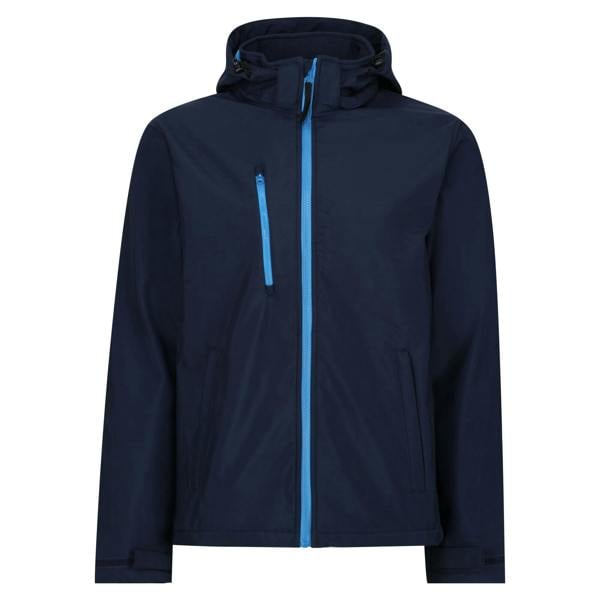 Regatta Mens Venturer 3 Layer Hooded Soft Shell Jacket - Navy/French Blue - 