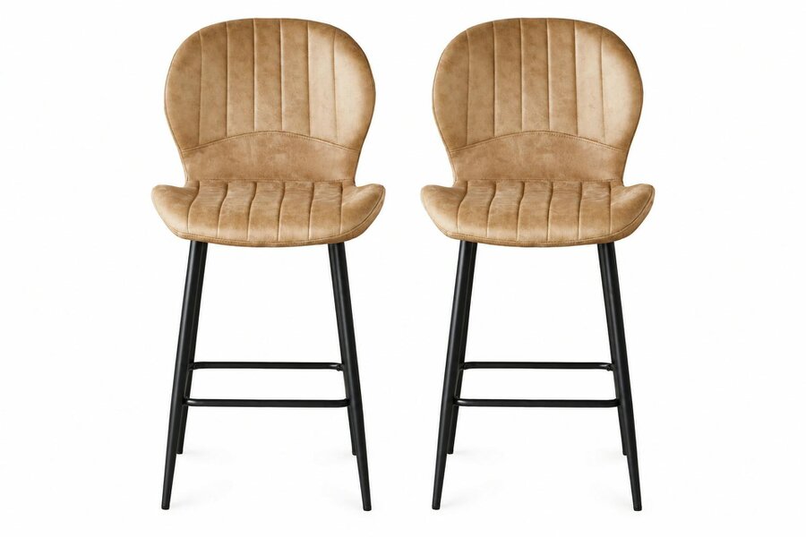 Outdoor Living Jaydn Distressed Leather Comfort Bar Stools