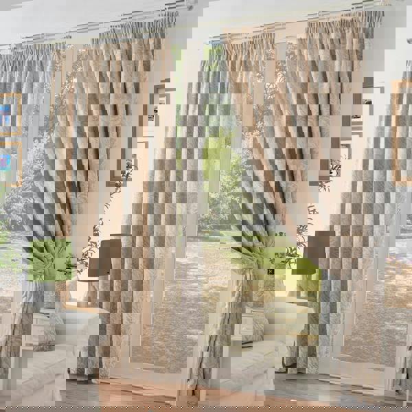 Luxury Living Chenille Jacquard Lined Pencil Pleat Curtains