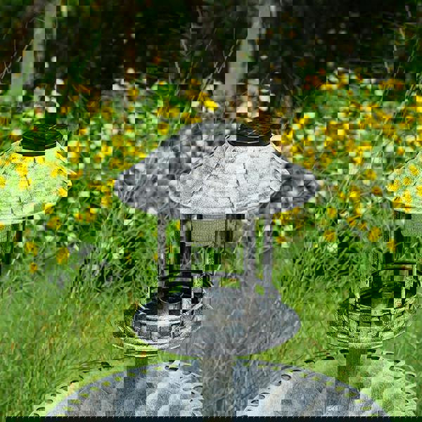 Gr8 Garden Grey Pedestal Bird Bath Feeder Planter Solar Light Garden Feeding Table Station