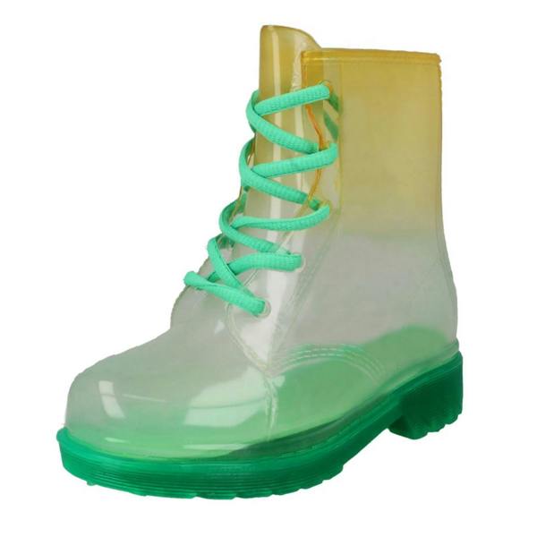 Spot On Girls Spot On Gradiant Transparent Lace Up Welly Boot