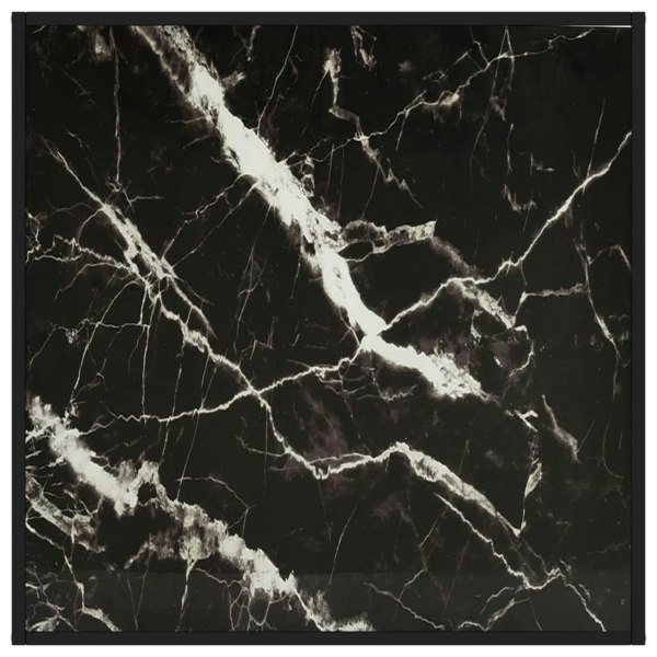 Berkfield Coffee Table Black with Black Marble Glass 90x90x50 cm
