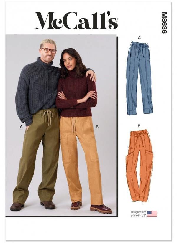 McCalls 8636 Paper Sewing Pattern – Men's & Women's Trousers, Size XXS-XXL, Intermediate