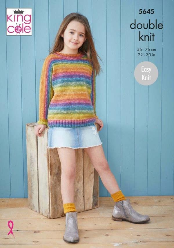 King Cole Bramble DK Knitting Pattern 5645, Sweaters, Hoodies for Kids, 22 - 30 Inches - Easy