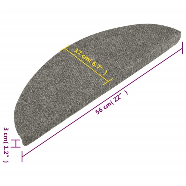Berkfield Stair Mats Self-adhesive 10 pcs Grey 56x17x3 cm