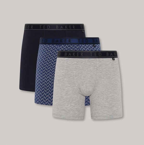 Ted Baker Ted Baker 3-Pack Cotton Boxer Briefs Mens Boxer Briefs Navy/Rovelli Blue/Heather Grey