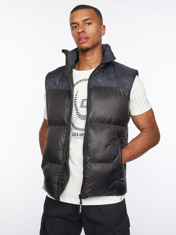 Duck and Cover Romain Padded Gilet Black Camo