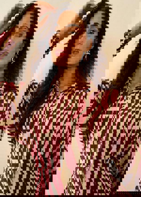 Gini London Burgundy Zebra Print Batwing Sleeve Shirt Dress