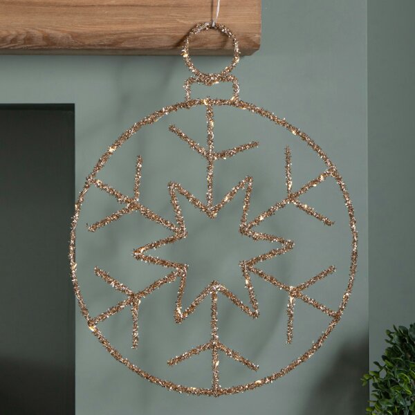 Samuel Alexander 49cm Battery Powered Light up Gold Christmas Snowflake Ball with Warm White Twinkling LEDs