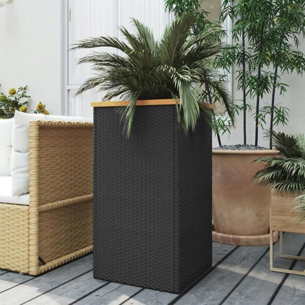 Berkfield Planter Black 40x40x80 cm Poly Rattan