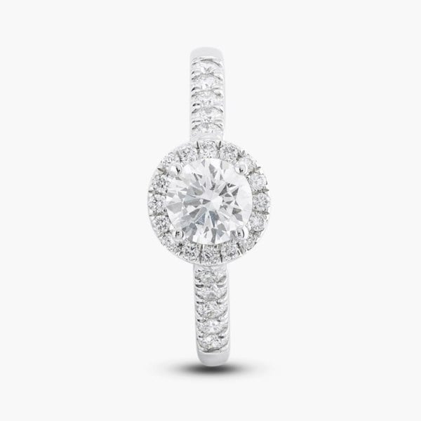 T. H. Baker 9ct White Gold Certified Lab Grown 0.75ct Brilliant Cut Diamond Shoulder Set Solitaire Ring LGR40944-75 (WG)