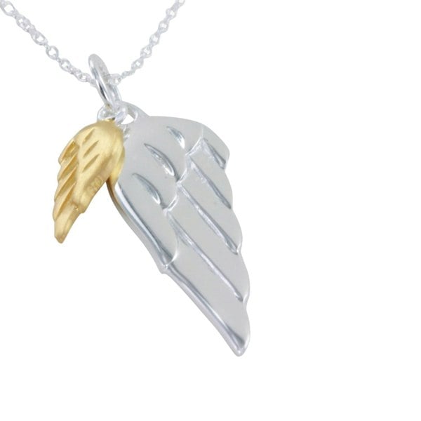 Angel Wings Sterling Silver and Gold Necklace - Reeves & Reeves