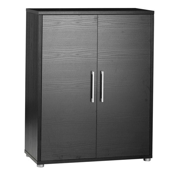 Furniture To Go Prima Bookcase 2 Shelves with 2 Doors in Black Woodgrain