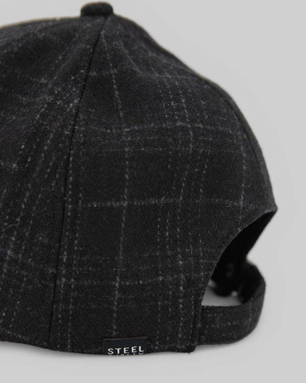 Steel & Jelly Black and Charcoal Thin Check Baseball Cap