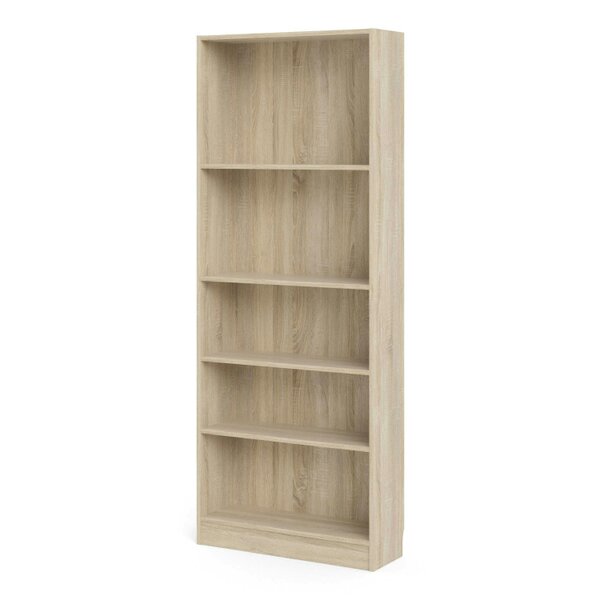 Wyld Haus Amberfern Natural Oak Wood Tall Wide Bookcase 4 Shelves