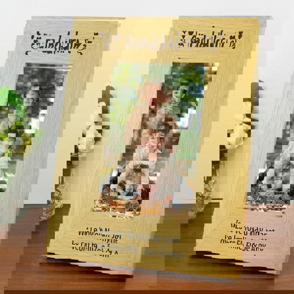 Personalised Memento Company Personalised Oak Finish 6x4 Grandchildren Photo Frame