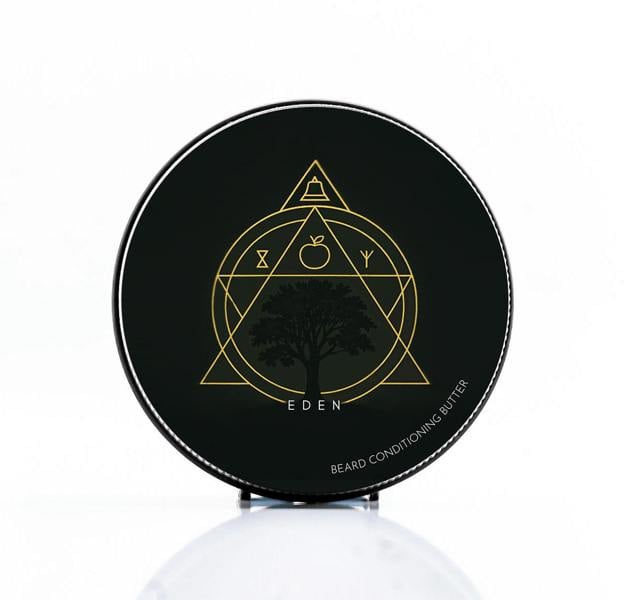 Black container with gold design and 'RUNESILK Eden' branding on a white background