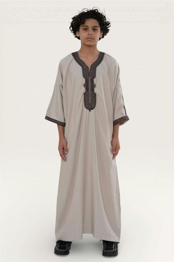 Infinity Leather Kids Boys Moroccan Thobe Robe Djellaba Gandoura Eid Jubba- K-HM66
