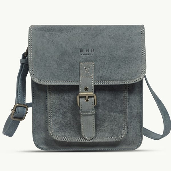 Real Hide Bags 'CAROLYN' Denim Distressed Real Leather iPad Tablet Crossbody Bag