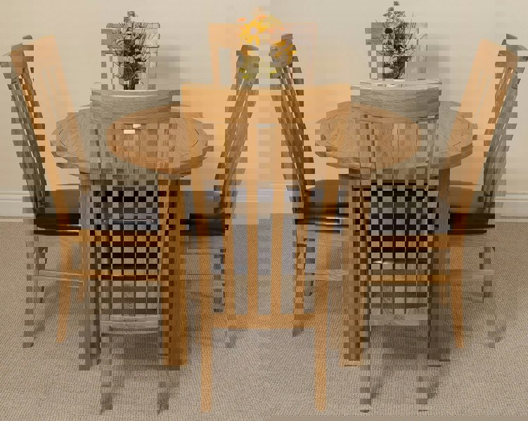 That's Furniture Edmonton Round Extendable Oak Dining Set with Harvard Oak Chairs