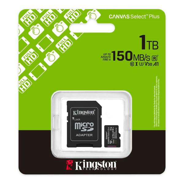 Kingston Canvas Select Plus MicroSD 150MBs Class 10 1TB with Adapter