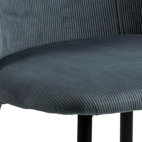 Wyld Haus Set of 4 Svendborg Grey Upholstered Dining Chair Black Metal Legs
