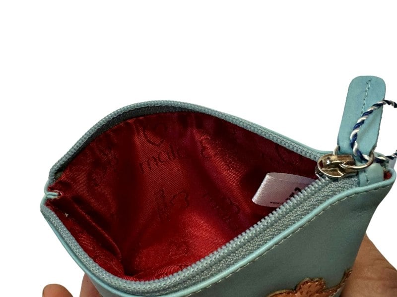 Mala Leather Pinky Robins Bird Leather Coin Purse