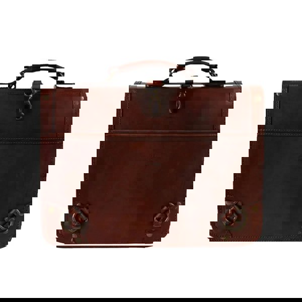 Leather Briefcase in Cuoio Dark Brown