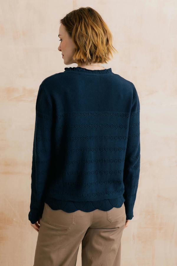 Lily & Me Rosie Pointelle Detail Jumper Navy