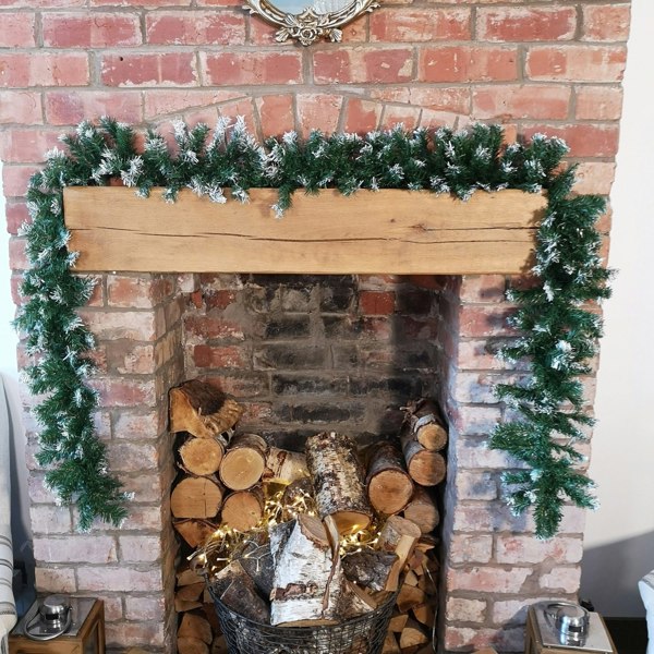 Samuel Alexander Premier 270cm (9ft) x 25cm Snow Tipped Green Christmas Garland Decoration