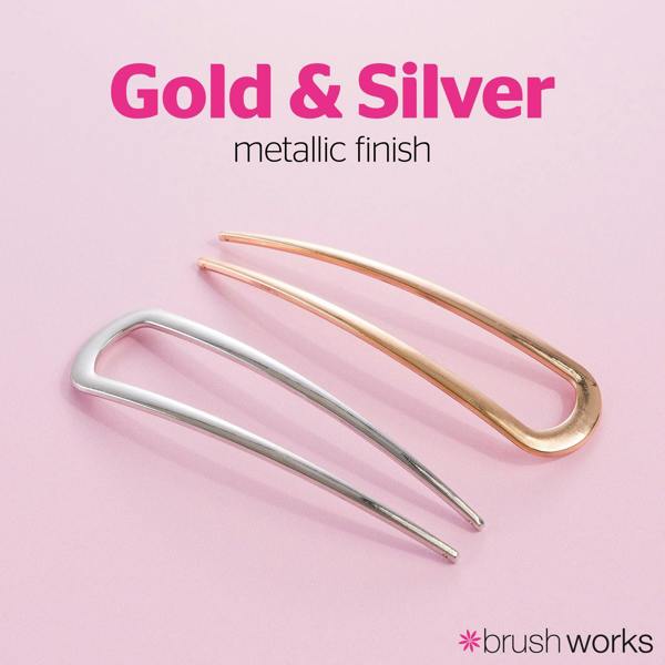 Brushworks French Hair Pin Duo - Gold & Silver