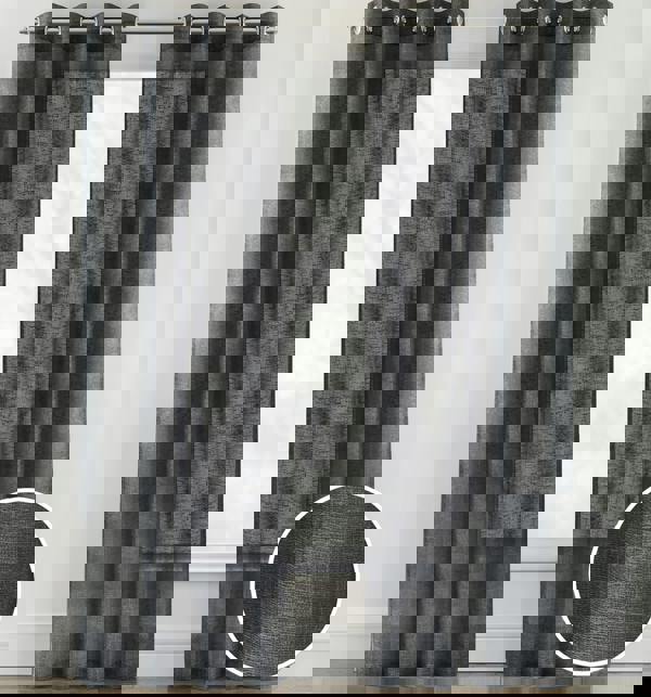 Tyrone Textiles Crete Linen Look Sheer Voile Panel Pair with Eyelet Header - Ideal for Living Rooms & Bedrooms